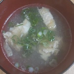 サバ缶の汁で豆腐と水菜のお味噌汁